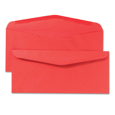 Colored Envelope, #10, Commercial Flap, Gummed Closure, 4.13 x 9.5, Red, 25/Pack