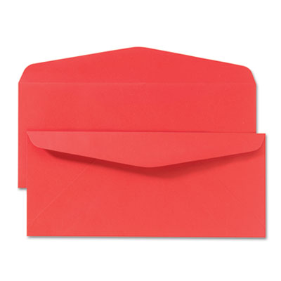 Colored Envelope, #10, Commercial Flap, Gummed Closure, 4.13 x 9.5, Red, 25/Pack