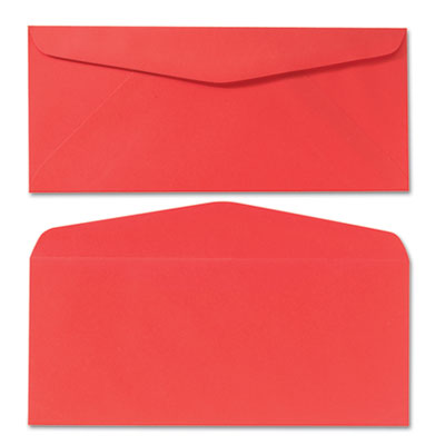 Colored Envelope, #10, Commercial Flap, Gummed Closure, 4.13 x 9.5, Red, 25/Pack