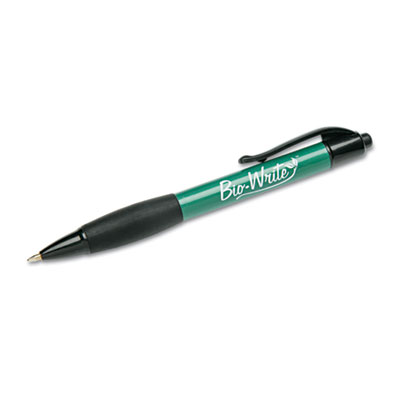 7520015789303 SKILCRAFT BioWrite Ballpoint Pen, Retractable, Fine 0.7 mm, Blue Ink, Green Barrel, Dozen NSN5789303