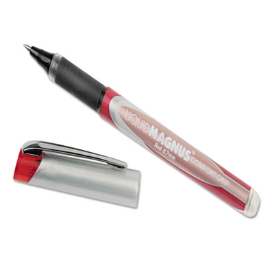 7520015877781 SKILCRAFT Liquid Magnus Roller Ball Pen, Stick, Fine 0.7 mm, Red Ink, Red/Clear Barrel, 4/Pack NSN5877781