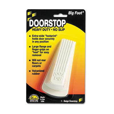 Big Foot Doorstop, No Slip Rubber Wedge, 2.25w x 4.75d x 1.25h, Beige MAS00900