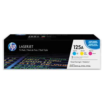 125A,CE259A,  Toner Tri-Pack, 1,400 Page-Yield, Cyan, Magenta, Yellow, 3/Pk HEWCE259A
