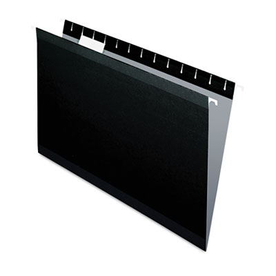 Colored Reinforced Hanging Folders, Legal Size, 1/5-Cut Tabs, Black, 25/Box PFX415315BLA