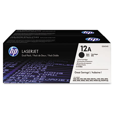 12A, (Q2612D) 2-pack Black Original LaserJet Toner Cartridges HEWQ2612D