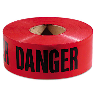 Danger Barricade Tape, 3" x 1,000 ft, Red/Black, 8 Rolls/Carton EML771004CT