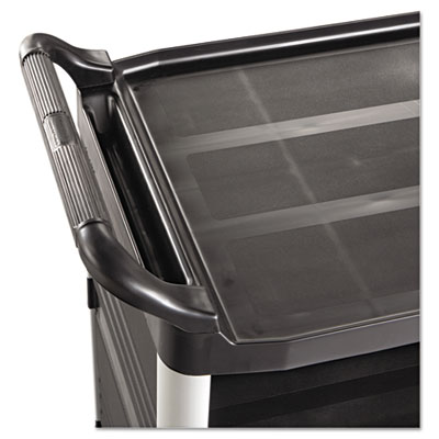 Xtra Utility Cart with Enclosed Sides and Back, Plastic, 3 Shelves, 300 lb Capacity, 20