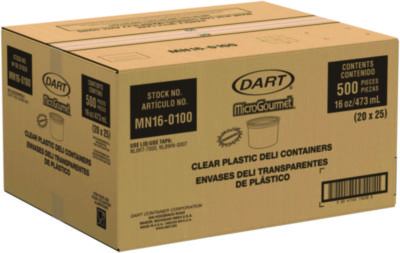 MicroGourmet Food Container, 16 oz, Translucent, Plastic, 50/Pack, 10 Packs/Carton