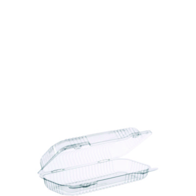 Dart StayLock Clear Hinged Lid Containers, 4.5 x 8.5 x 2.1, Clear, Plastic, 250/Carton (DCCPET18UT1) DCCPET18UT1