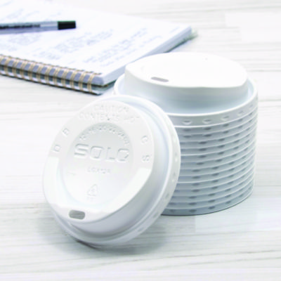The Gourmet Lid Hot Cup Lids for Trophy Plus, Fits 12 oz to 20 oz Hot Cups, Plastic, White, 1,500/Carton