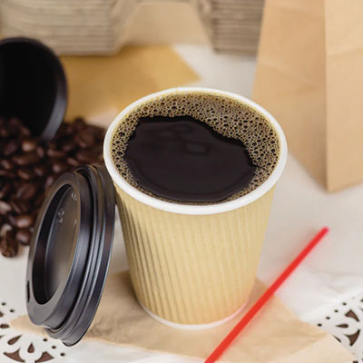 Ripple Hot Cups, 8 oz, Paper, Kraft/White, 500/Carton