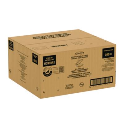 Compostable Molded Fiber Hinged Trays, ProPlanet Seal, 8.98 x 9.35 x 2.17, Ivory, 200/Carton