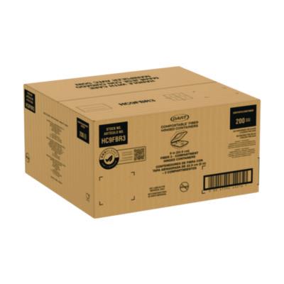 Compostable Molded Fiber Hinged Trays, ProPlanet Seal, 3 Compartments, 9.25 x 9.45 x 2.17, Ivory, 200/Carton