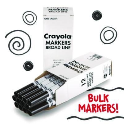 Crayola Bulk Broad Line Marker, Broad Bullet Tip, Black, 12/Box (CYO587700051) CYO587700051