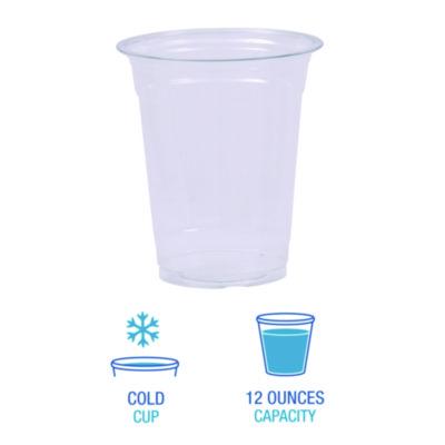 Boardwalk Clear Plastic Cold Cups, 12 oz, PET, 20 Cups/Sleeve, 50 Sleeves/Carton (PET12) BWKPET12