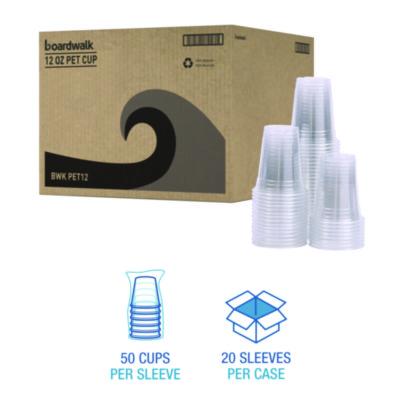 Clear Plastic Cold Cups, 12 oz, 50/Sleeve, 20 Sleeves/Carton