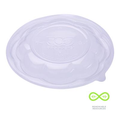 Renewable and Compostable Lids, Fits 24, 32 and 48 oz Salad Bowls, Clear, Plastic, 300/Carton