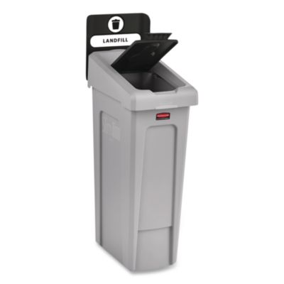 Slim Jim Recycling Station Kit, 1-Stream Landfill, 23 gal, Plastic, Gray/Black