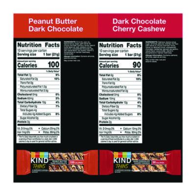 Thins Bar Variety Pack, Dark Chocolate Cherry Cashew; Peanut Butter Dark Chocolate, 0.74 oz, 20/Box