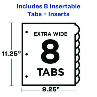 Insertable Style Edge Tab Plastic 1-Pocket Dividers, 8-Tab, 11.25 x 9.25, Translucent, 1 Set