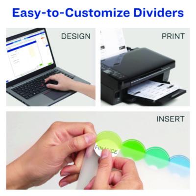 Insertable Style Edge Tab Plastic 1-Pocket Dividers, 8-Tab, 11.25 x 9.25, Translucent, 1 Set