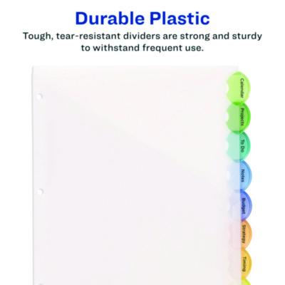 Insertable Style Edge Tab Plastic 1-Pocket Dividers, 8-Tab, 11.25 x 9.25, Translucent, 1 Set