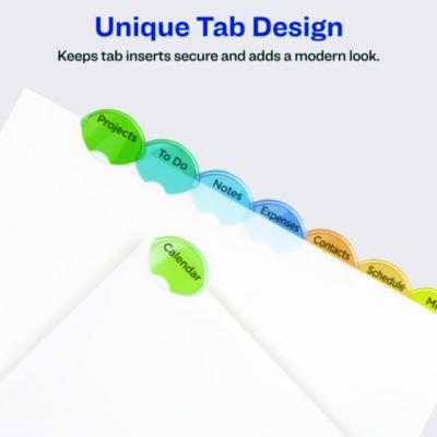 Insertable Style Edge Tab Plastic 1-Pocket Dividers, 8-Tab, 11.25 x 9.25, Translucent, 1 Set