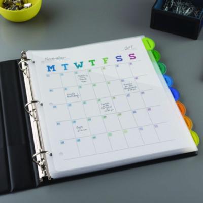 Insertable Style Edge Tab Plastic 1-Pocket Dividers, 8-Tab, 11.25 x 9.25, Translucent, 1 Set