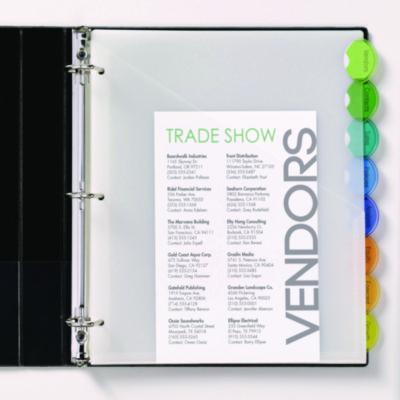 Insertable Style Edge Tab Plastic 1-Pocket Dividers, 8-Tab, 11.25 x 9.25, Translucent, 1 Set