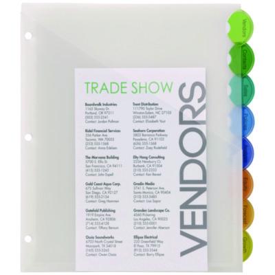 Insertable Style Edge Tab Plastic 1-Pocket Dividers, 8-Tab, 11.25 x 9.25, Translucent, 1 Set