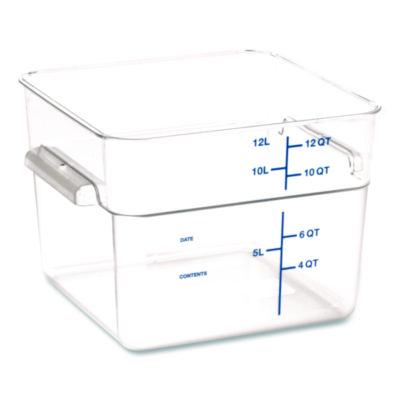 Squares Polycarbonate Food Storage Container, 12 qt, 11.13 x 11.13 x 8.25, Clear, Plastic