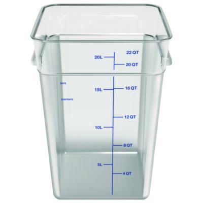 Squares Polycarbonate Food Storage Container, 22 qt, 11 13 x 11.13 x 15.72, Clear, Plastic