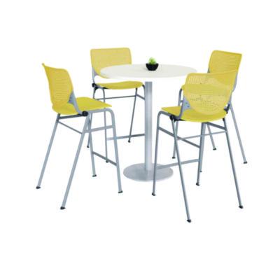 KFI Studios Pedestal Bistro Table with Four Kool Series Barstools