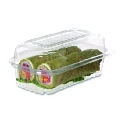 Renewable and Compostable Clear Clamshell Hinged Food Containers, 9 x 6 x 3, Plastic, 80/Pack, 3 Packs/Carton
