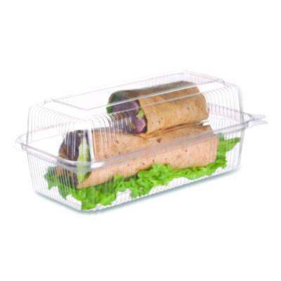 Renewable and Compostable Clear Clamshell Hinged Food Containers, 9 x 6 x 3, Plastic, 80/Pack, 3 Packs/Carton