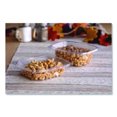 Renewable and Compostable Rectangular Deli Containers with Lid, 12 oz, 2 x 4 x 2, Clear, Plastic, 100/Pack, 3 Packs/Carton