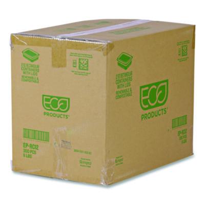 Renewable and Compostable Rectangular Deli Containers with Lid, 12 oz, 2 x 4 x 2, Clear, Plastic, 100/Pack, 3 Packs/Carton