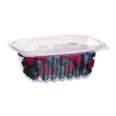 Renewable and Compostable Rectangular Deli Containers with Lid, 12 oz, 2 x 4 x 2, Clear, Plastic, 100/Pack, 3 Packs/Carton