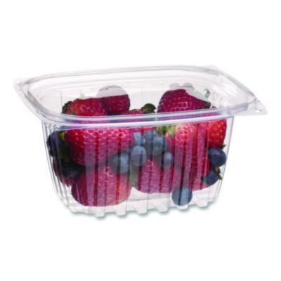 Renewable and Compostable Rectangular Deli Containers with Lid, 16 oz, 3 x 4 x 3, Clear, Plastic, 100/Pack, 3 Packs/Carton