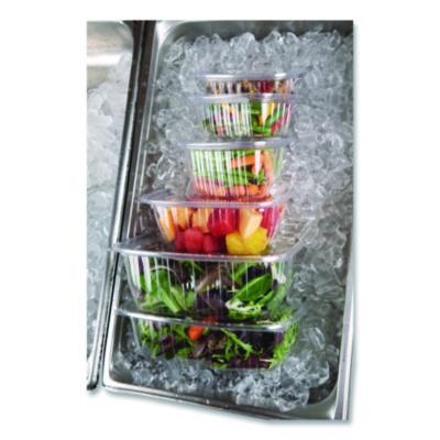 Renewable and Compostable Rectangular Deli Containers with Lid, 24 oz, 4 x 5.5 x 2, Clear, Plastic, 50/Pack, 4 Packs/Carton