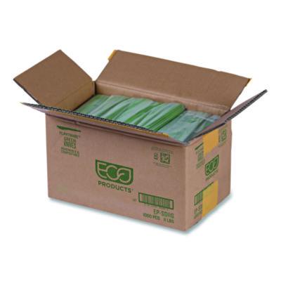 Plantware Compostable Cutlery, Knife, Plastic, Green, 1,000/Carton