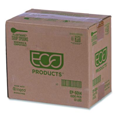 Plantware Compostable Soup Spoon, Heavyweight, Plastic, White, 50/Pack, 20 Packs/Carton