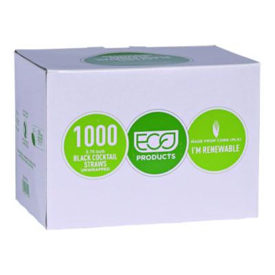 Unwrapped Straw, 5.75, Plastic, Black, 20,000/Carton