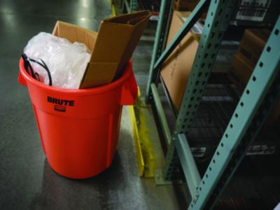 Trash Can: 44 gal, Round, Orange