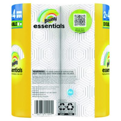 Essentials Select-A-Size Kitchen Roll Paper Towels, 2-Ply, White, 108 Sheets/Roll, 2/Pack, 8 Packs/Carton