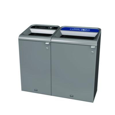 Configure Indoor Recycling Waste Receptacle, 33 gal, Metal, Gray