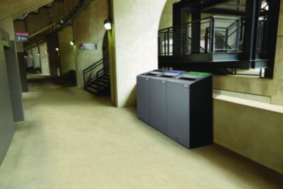Configure Indoor Recycling Waste Receptacle, 33 gal, Metal, Gray