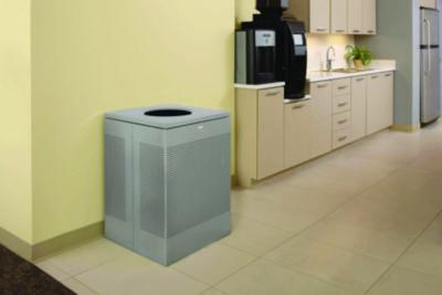 Designer Line Silhouettes Waste Receptacle, 20 gal, Steel, Silver Metallic