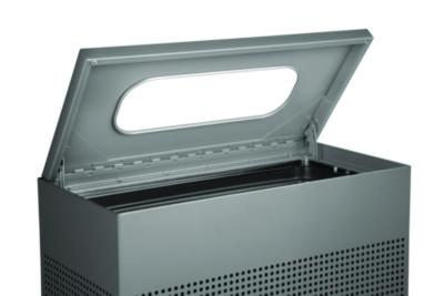 Designer Line Silhouettes Waste Receptacle, 22.5 gal, Steel, Silver Metallic