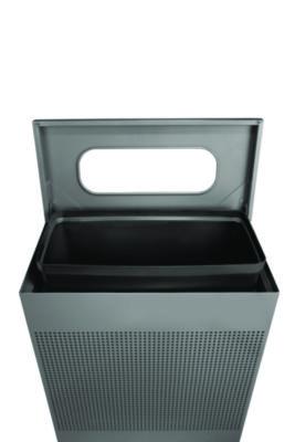 Designer Line Silhouettes Waste Receptacle, 22.5 gal, Steel, Silver Metallic